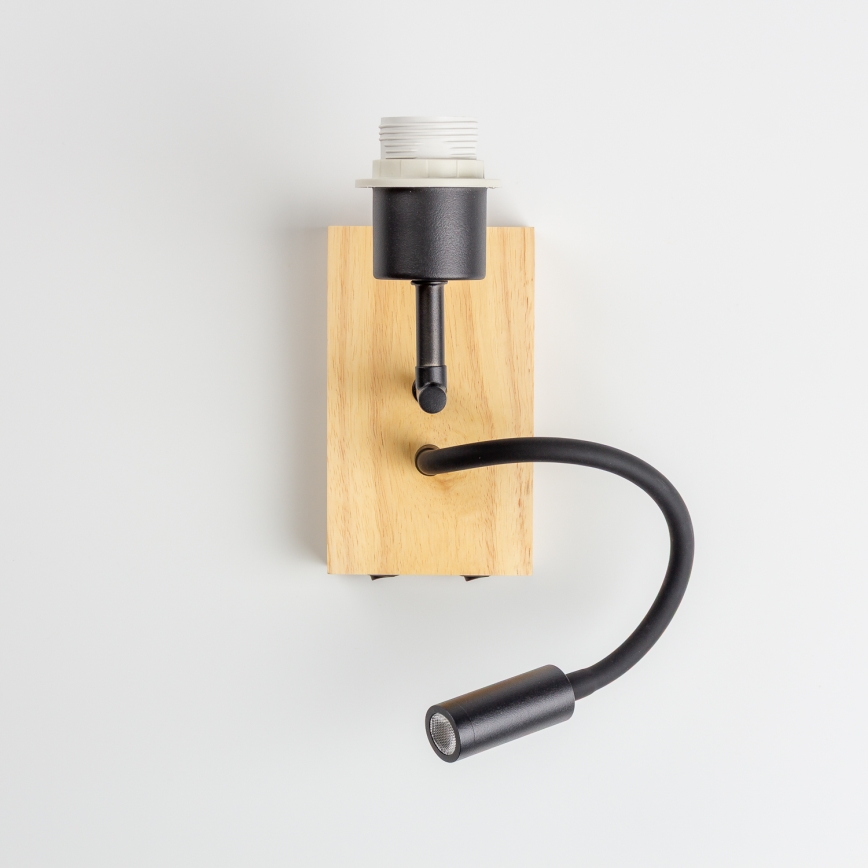 Brilagi - LED Fleksibilna zidna lampa NUBILA WOOD 1xE27/25W/230V + LED/3W hrast/crno