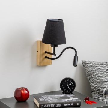 Brilagi - LED Fleksibilna zidna lampa NUBILA WOOD 1xE27/25W/230V + LED/3W hrast/crno