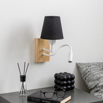 Brilagi - LED Fleksibilna zidna lampa NUBILA WOOD 1xE27/25W/230V + LED/3W hrast/crno