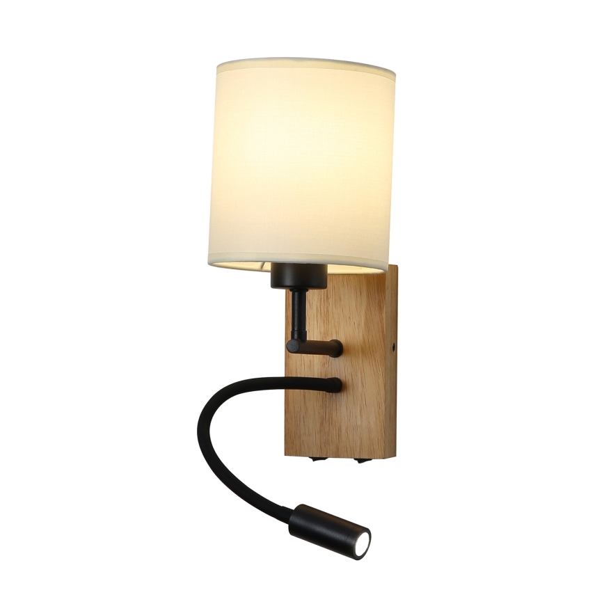 Brilagi - LED Fleksibilna zidna lampa NUBILA WOOD 1xE27/25W/230V + LED/3W hrast/crno/kremasta