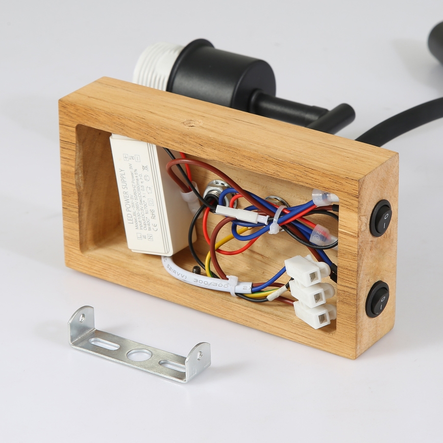 Brilagi - LED Fleksibilna zidna lampa NUBILA WOOD 1xE27/25W/230V + LED/3W hrast/crno/kremasta