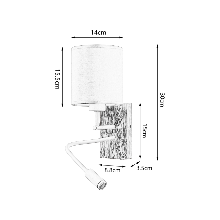 Brilagi - LED Fleksibilna zidna lampa NUBILA WOOD 1xE27/25W/230V + LED/3W hrast/crno/kremasta