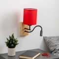 Brilagi - LED Fleksibilna zidna lampa NUBILA WOOD 1xE27/25W/230V + LED/3W hrast/crveno
