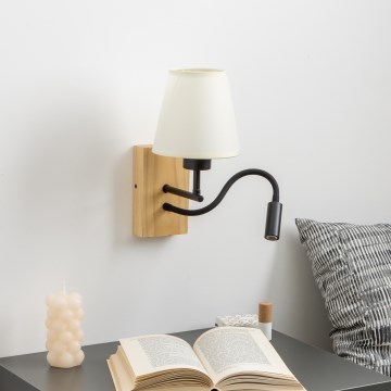 Brilagi - LED Fleksibilna zidna lampa NUBILA WOOD 1xE27/25W/230V + LED/3W hrast/kremasta