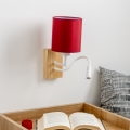 Brilagi - LED Fleksibilna zidna lampa NUBILA WOOD 1xE27/25W/230V + LED/3W hrast/pompejska crveno