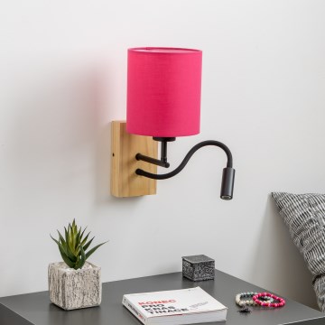Brilagi - LED Fleksibilna zidna lampa NUBILA WOOD 1xE27/25W/230V + LED/3W hrast/roze