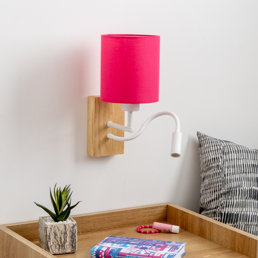 Brilagi - LED Fleksibilna zidna lampa NUBILA WOOD 1xE27/25W/230V + LED/3W hrast/roze