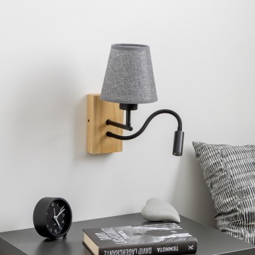 Brilagi - LED Fleksibilna zidna lampa NUBILA WOOD 1xE27/25W/230V + LED/3W hrast/sivo