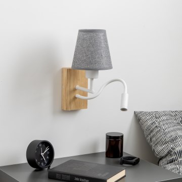 Brilagi - LED Fleksibilna zidna lampa NUBILA WOOD 1xE27/25W/230V + LED/3W hrast/sivo