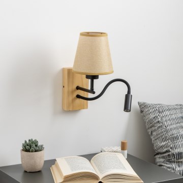 Brilagi - LED Fleksibilna zidna lampa NUBILA WOOD 1xE27/25W/230V + LED/3W hrast/svetlobraon