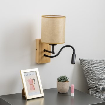 Brilagi - LED Fleksibilna zidna lampa NUBILA WOOD 1xE27/25W/230V + LED/3W hrast/svetlobraon