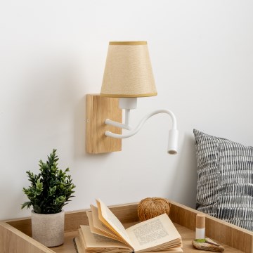 Brilagi - LED Fleksibilna zidna lampa NUBILA WOOD 1xE27/25W/230V + LED/3W hrast/svetlobraon