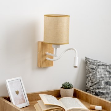 Brilagi - LED Fleksibilna zidna lampa NUBILA WOOD 1xE27/25W/230V + LED/3W hrast/svetlobraon