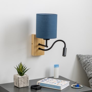 Brilagi - LED Fleksibilna zidna lampa NUBILA WOOD 1xE27/25W/230V + LED/3W hrast/tamno plavi