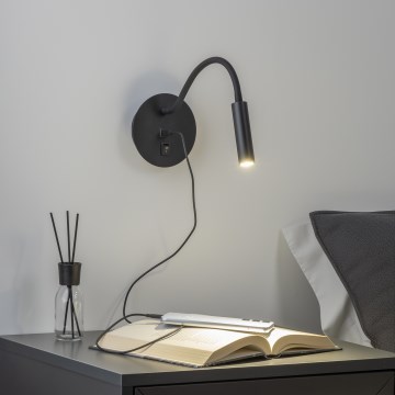 Brilagi - LED Fleksibilna zidna lampa sa USB portom MAYA LED/3W/230V 4000K crno