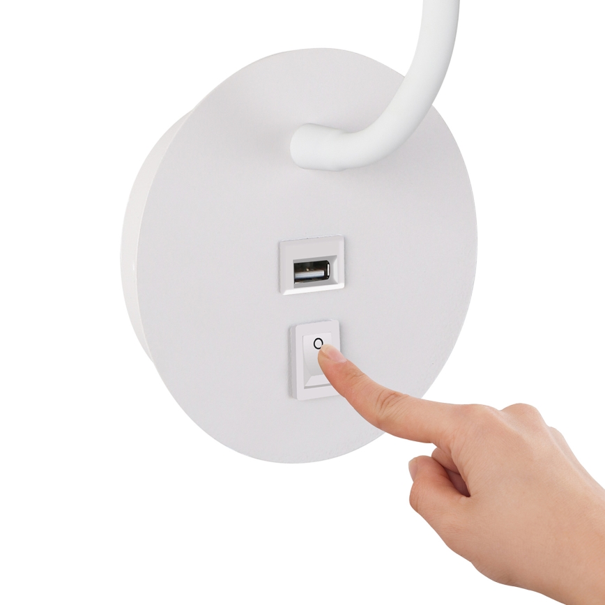 Brilagi - LED Fleksibilna zidna lampa sa USB portom MAYA LED/3W/230V 4000K bela
