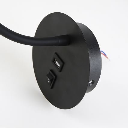 Brilagi - LED Fleksibilna zidna lampa sa USB portom MAYA LED/3W/230V 4000K crno