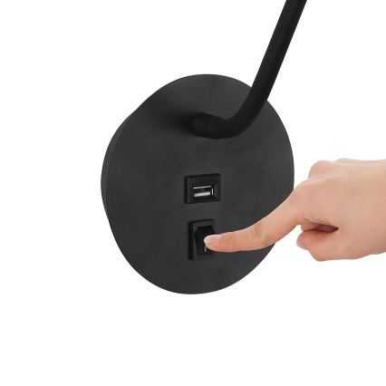 Brilagi - LED Fleksibilna zidna lampa sa USB portom MAYA LED/3W/230V 4000K crno