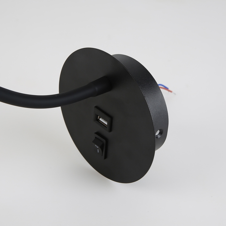 Brilagi - LED Fleksibilna zidna lampa sa USB portom MAYA LED/3W/230V 4000K crno/zlatna
