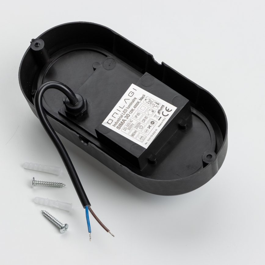 Brilagi - LED Industrijska plafonjera SIMA LED/12W/230V IP65 crno