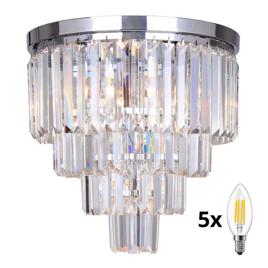 Brilagi - LED Kristalna plafonjera MOZART 5xE14/40W/230V sjajni krom