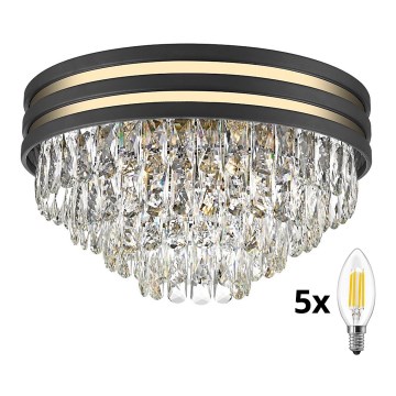 Brilagi - LED Kristalna plafonjera VELURE 5xE14/40W/230V crno