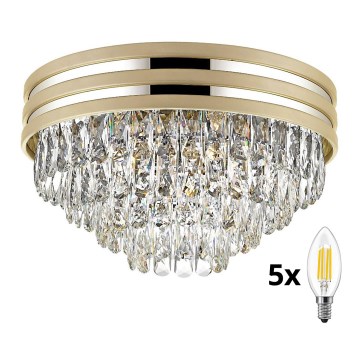 Brilagi - LED Kristalna plafonjera VELURE 5xE14/40W/230V zlatna