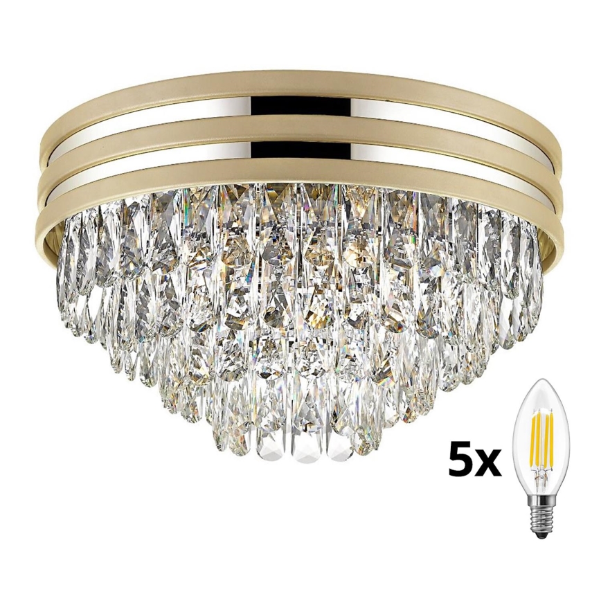 Brilagi - LED Kristalna plafonjera VELURE 5xE14/40W/230V zlatna