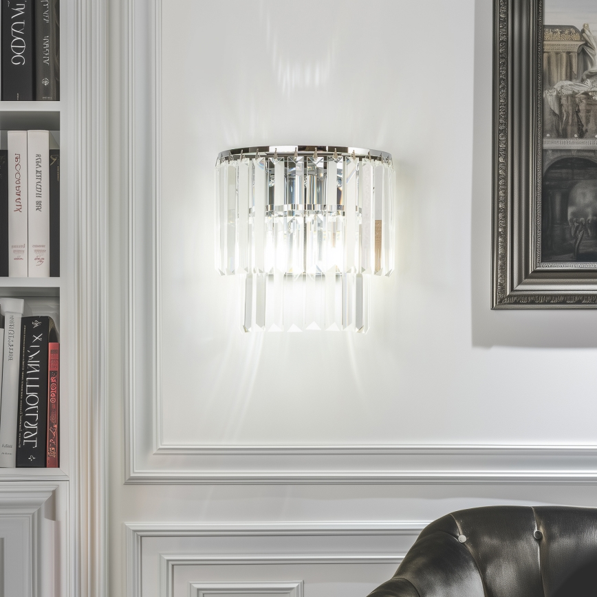 Brilagi - LED Kristalna zidna lampa MOZART 2xE14/40W/230V sjajni krom