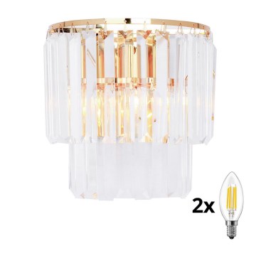 Brilagi - LED Kristalna zidna lampa MOZART 2xE14/40W/230V zlatna