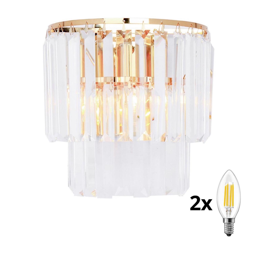Brilagi - LED Kristalna zidna lampa MOZART 2xE14/40W/230V zlatna