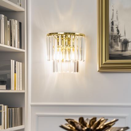 Brilagi - LED Kristalna zidna lampa MOZART 2xE14/40W/230V zlatna