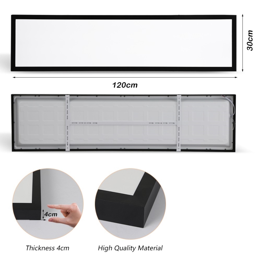 Brilagi - LED plafonsko svetlo za kupatilo FRAME LED/50W/230V 30x120 cm 3000/4000/6000K IP44 crna