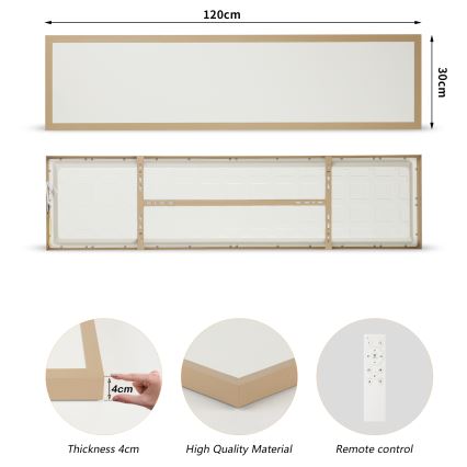 Brilagi - LED prigušiva plafonsko svetlo za kupatilo FRAME SMART LED/50W/230V 120x30 cm 3000-6000K IP44 bež + daljinski upravljač
