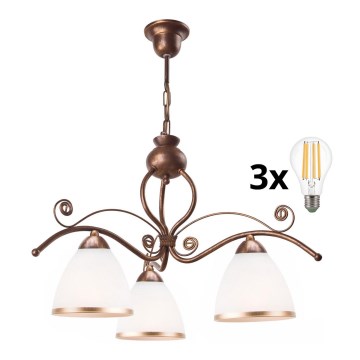 Brilagi - LED Luster na lancu ANTICO 3xE27/60W/230V bronzana patina