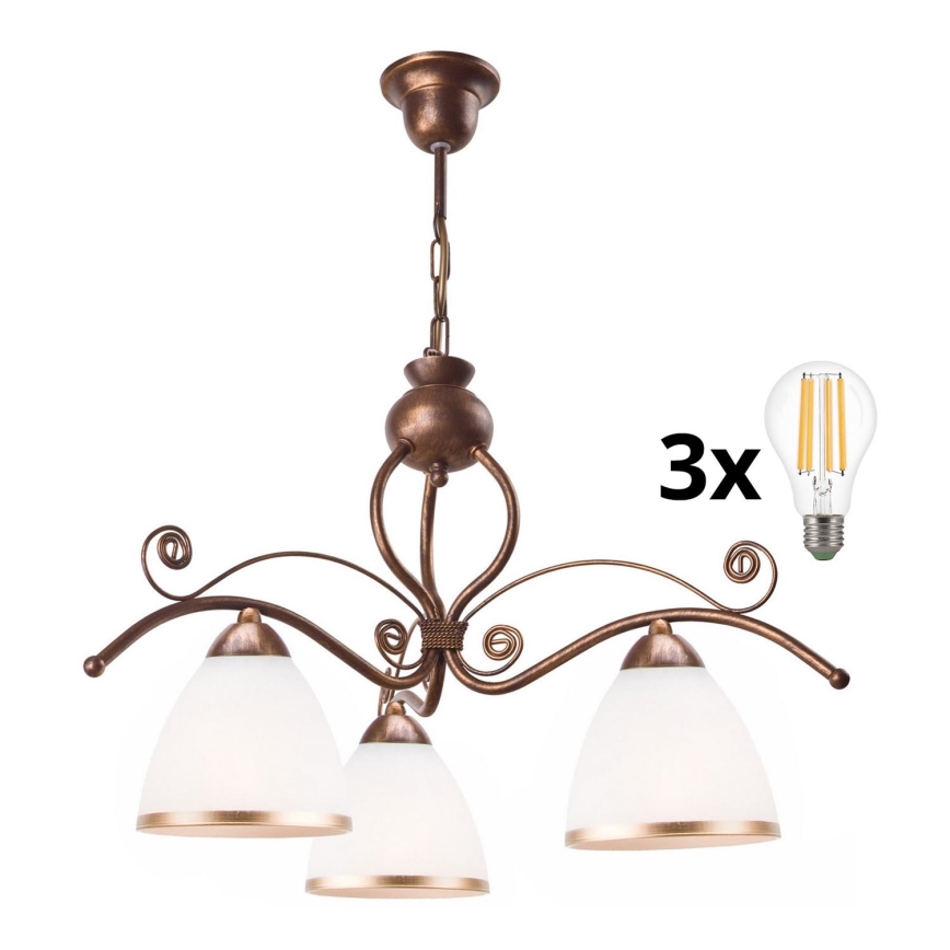 Brilagi - LED Luster na lancu ANTICO 3xE27/60W/230V bronzana patina