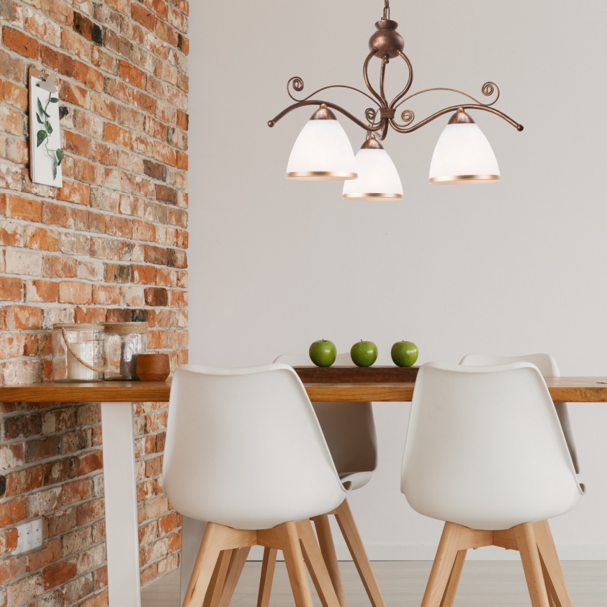 Brilagi - LED Luster na lancu ANTICO 3xE27/60W/230V bronzana patina