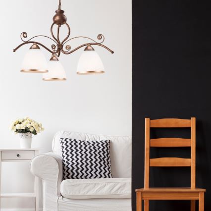 Brilagi - LED Luster na lancu ANTICO 3xE27/60W/230V bronzana patina