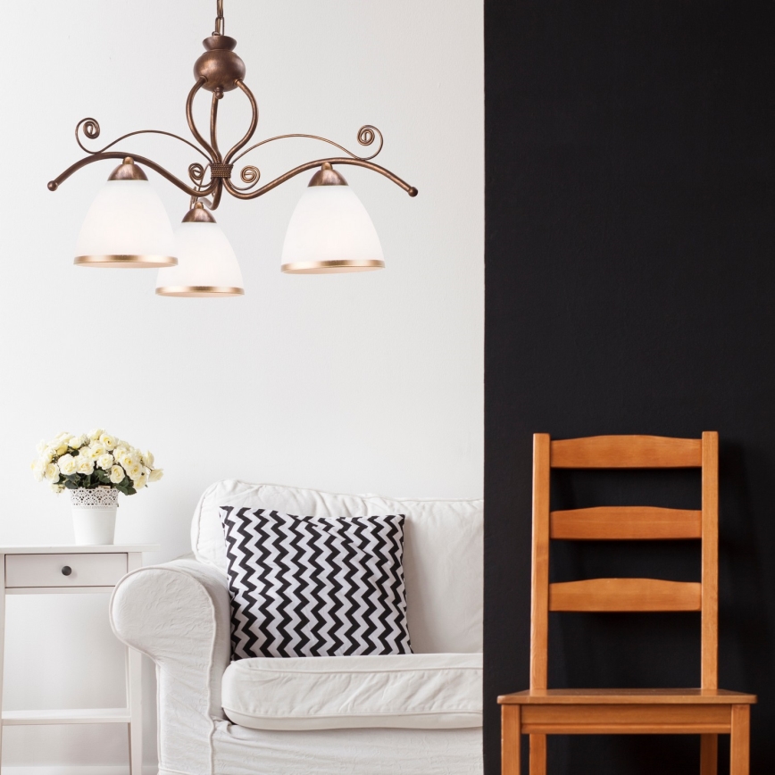 Brilagi - LED Luster na lancu ANTICO 3xE27/60W/230V bronzana patina