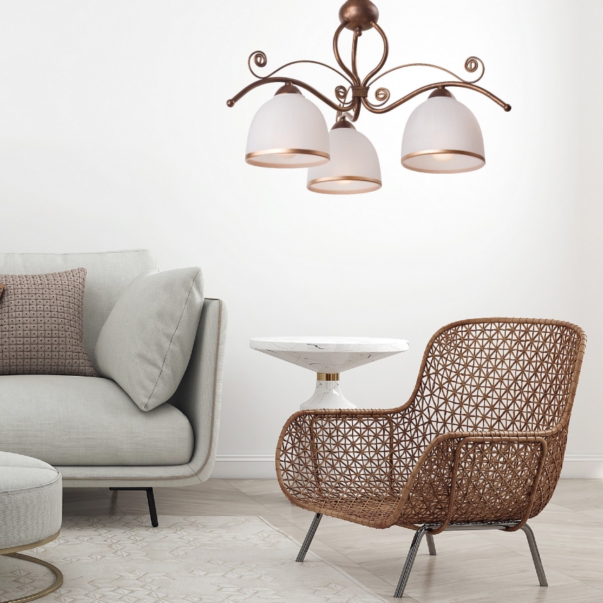 Brilagi - LED Luster na lancu ANTICO 3xE27/60W/230V bronzana patina