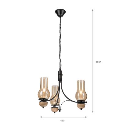 Brilagi - LED Luster na lancu COTTAGE 3xE14/40W/230V bukva/braon