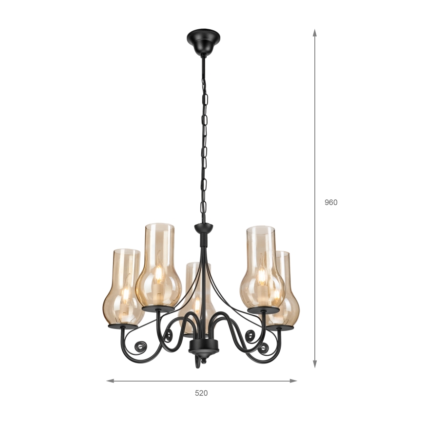 Brilagi - LED Luster na lancu COTTAGE 5xE14/40W/230V crno/braon