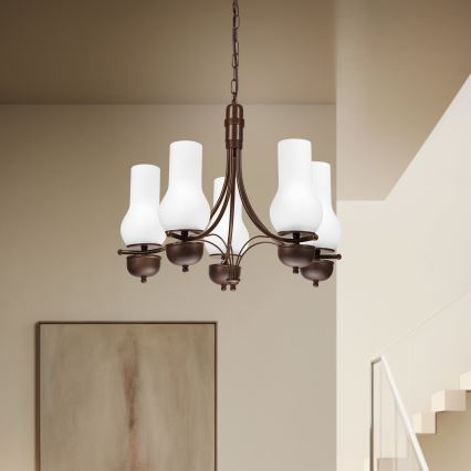 Brilagi - LED Luster na lancu COTTAGE 5xE14/40W/230V hrast/bela