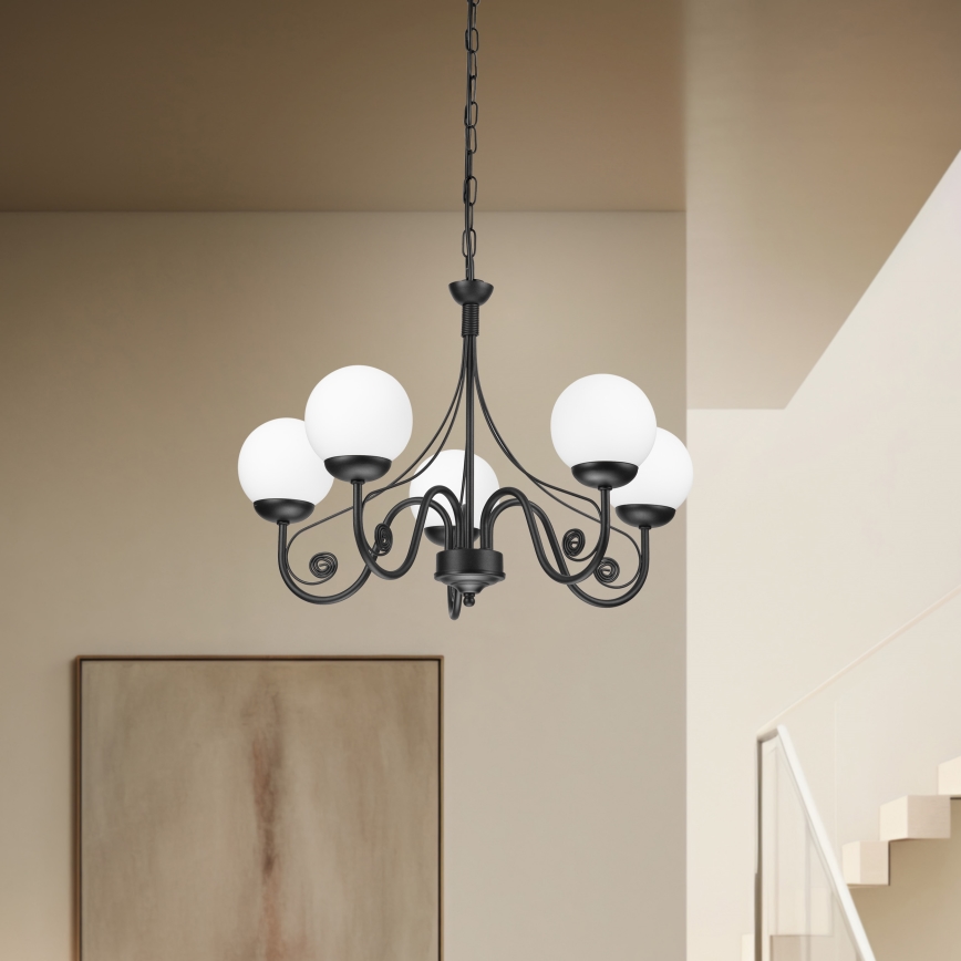 Brilagi - LED Luster na lancu COTTAGE 5xG9/40W/230V crno/bela