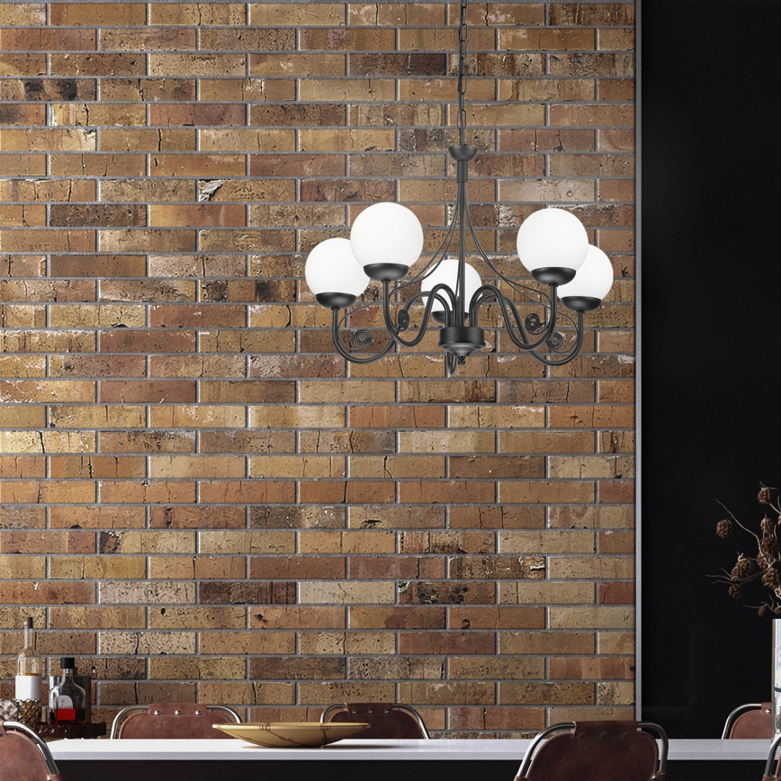 Brilagi - LED Luster na lancu COTTAGE 5xG9/40W/230V crno/bela