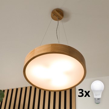Brilagi - LED luster na sajli CARVALHO 3xE27/60W/230V hrast pr. 47,5 cm