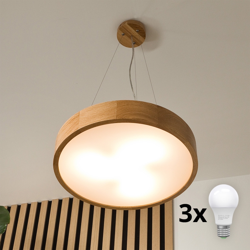 Brilagi - LED luster na sajli CARVALHO 3xE27/60W/230V hrast pr. 47,5 cm