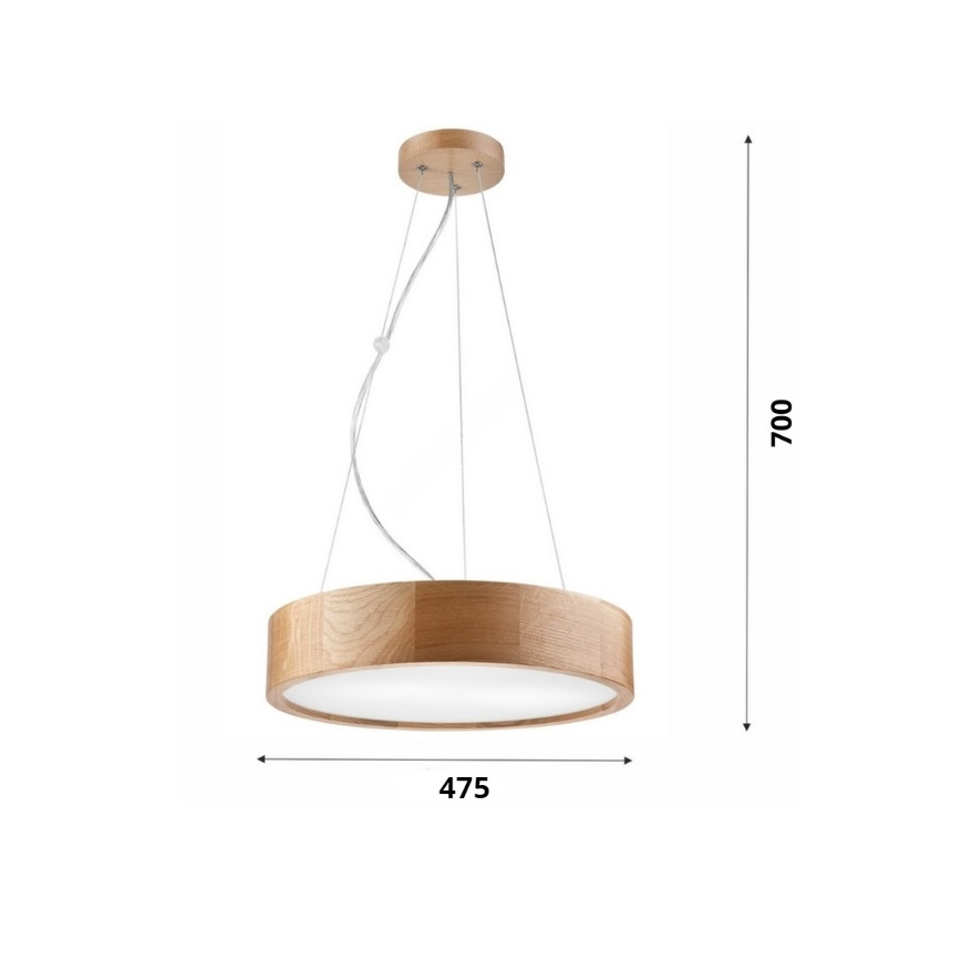 Brilagi - LED luster na sajli CARVALHO 3xE27/60W/230V hrast pr. 47,5 cm