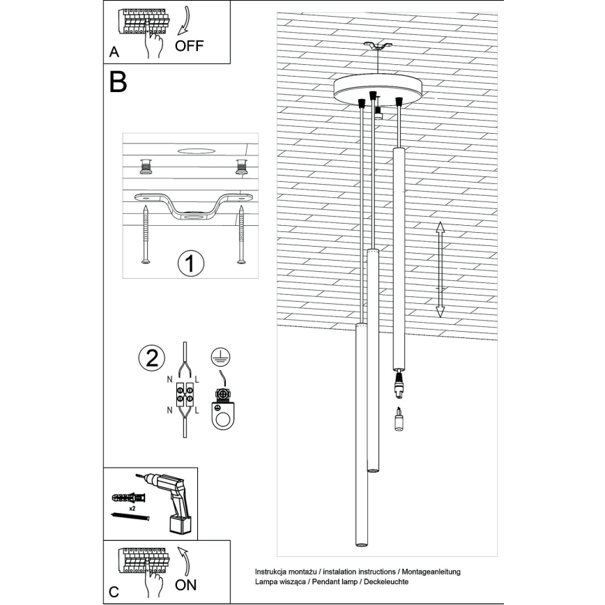 Brilagi -  LED luster na sajli DRIFA 3xG9/4W/230V crno