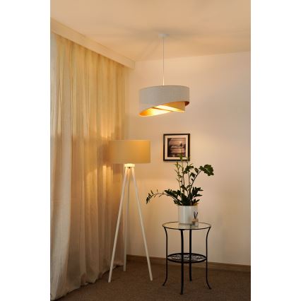 Brilagi - LED luster na sajli LYRA 1xE27/15W/230V bela/bež/zlatna